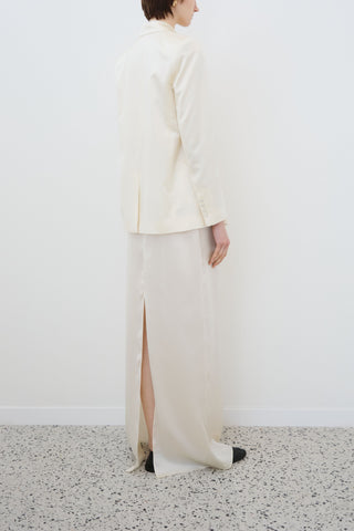 HERTH Uma blazer and Nilde skirt set in almond, back view, curated by ASSOLUTO boutique