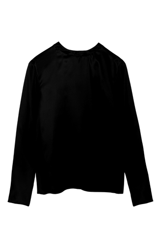 HERTH Andie long-sleeve T-shirt in Black organic silk, crafted in Italy and available at ASSOLUTO boutique.