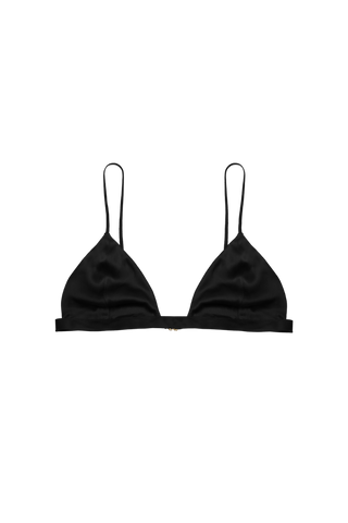 HERTH Ivy triangle bra top in Black organic silk, crafted in Italy and available at ASSOLUTO boutique.