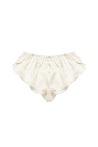 HERTH Khay silk culotte in Almond, crafted in Italy from GOTS-certified organic silk. Available at ASSOLUTO boutique.