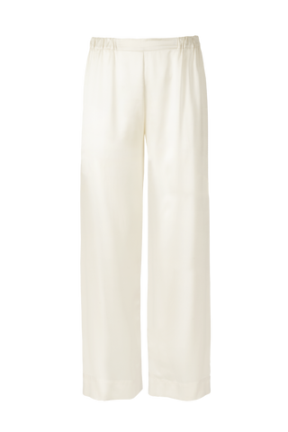 HERTH Zeno silk trousers in Almond organic silk, handcrafted in Italy and available at ASSOLUTO boutique.