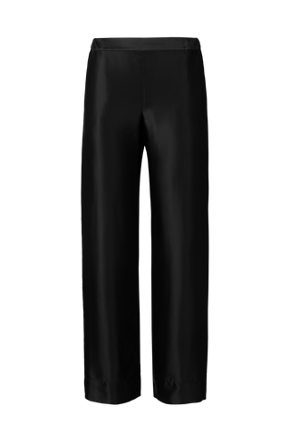 HERTH Zeno silk trousers in Black, crafted in Italy from GOTS-certified organic silk. Available at ASSOLUTO boutique.