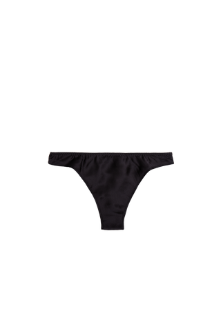 HERTH Zoe low-rise panty in Black organic silk, crafted in Italy from GOTS-certified silk. Available at ASSOLUTO boutique.