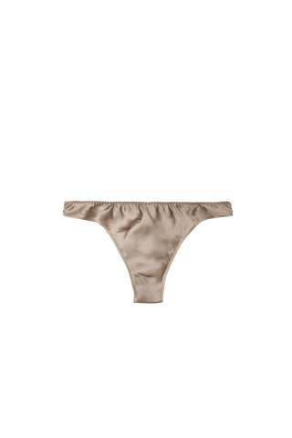 HERTH Zoe low-rise panty in Gold Sand organic silk, handcrafted in Italy and available at ASSOLUTO boutique.